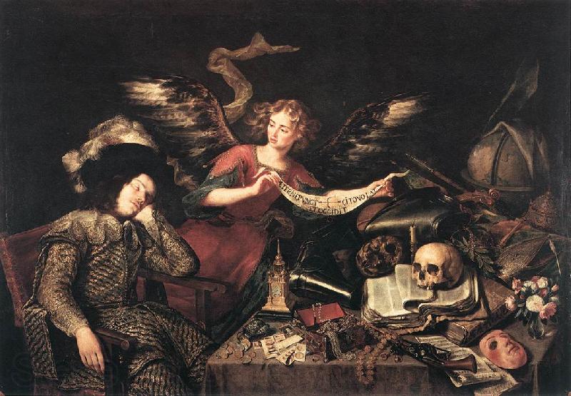 PEREDA, Antonio de The Knight's Dream af Spain oil painting art